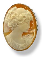 Brooch Mandile 1922 Woman Cammei  in Silver Conchiglia 2MSPC16